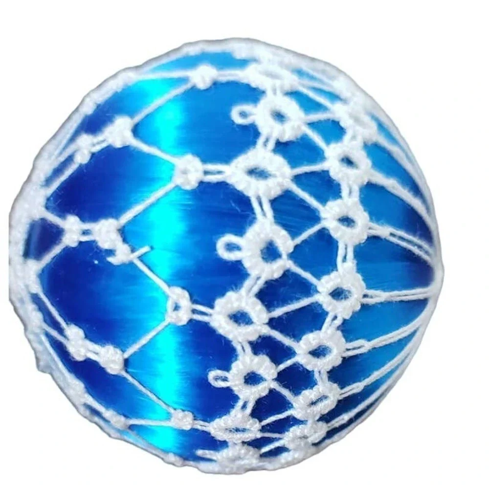 Vintage Blue Cloth Round Lace Christmas Holiday Ornament